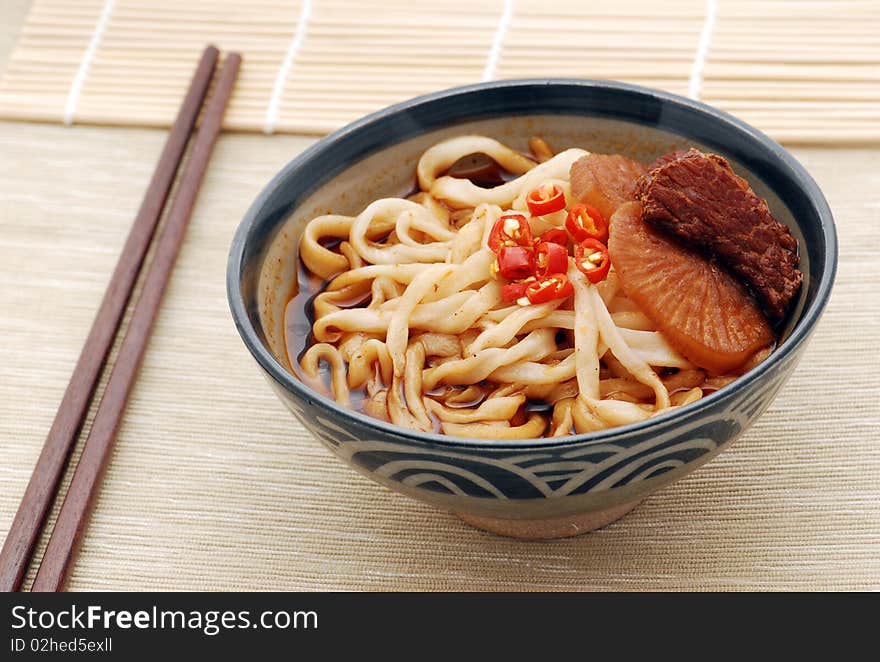 Noodle soup asian with beef