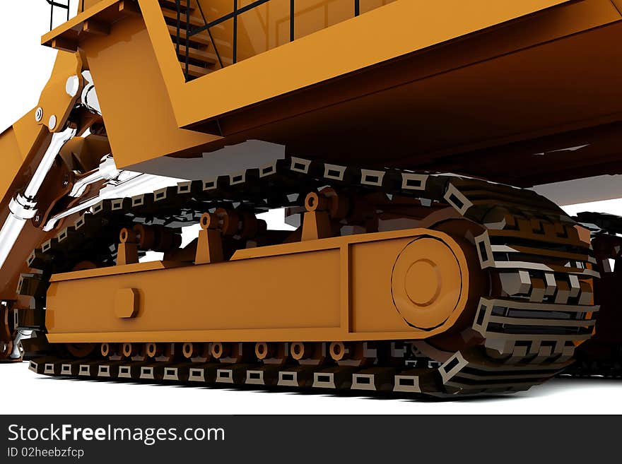 Orange digger isolated on white. Closeup view