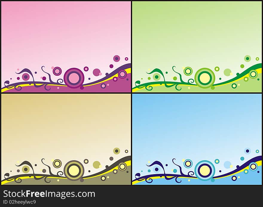 Four abstract  background in different colors