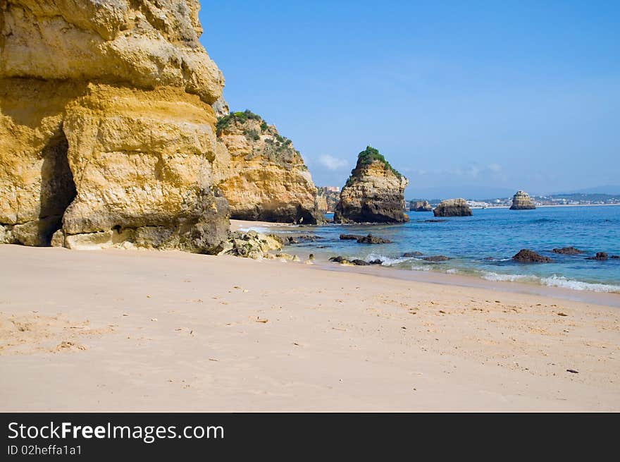 Cliffs and beach of portugal. Cliffs and beach of portugal