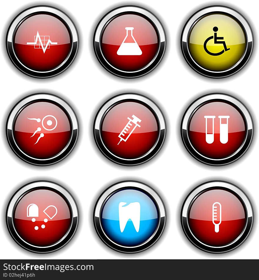 Medical set of round glossy icons. Medical set of round glossy icons.