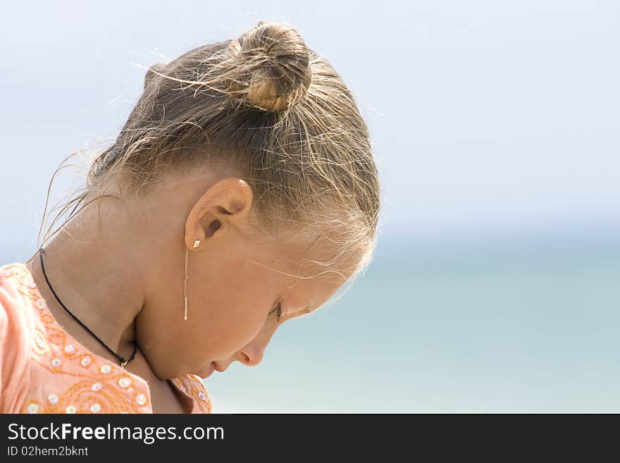 Portrait of the fair-haired girl with wet hair. Portrait of the fair-haired girl with wet hair