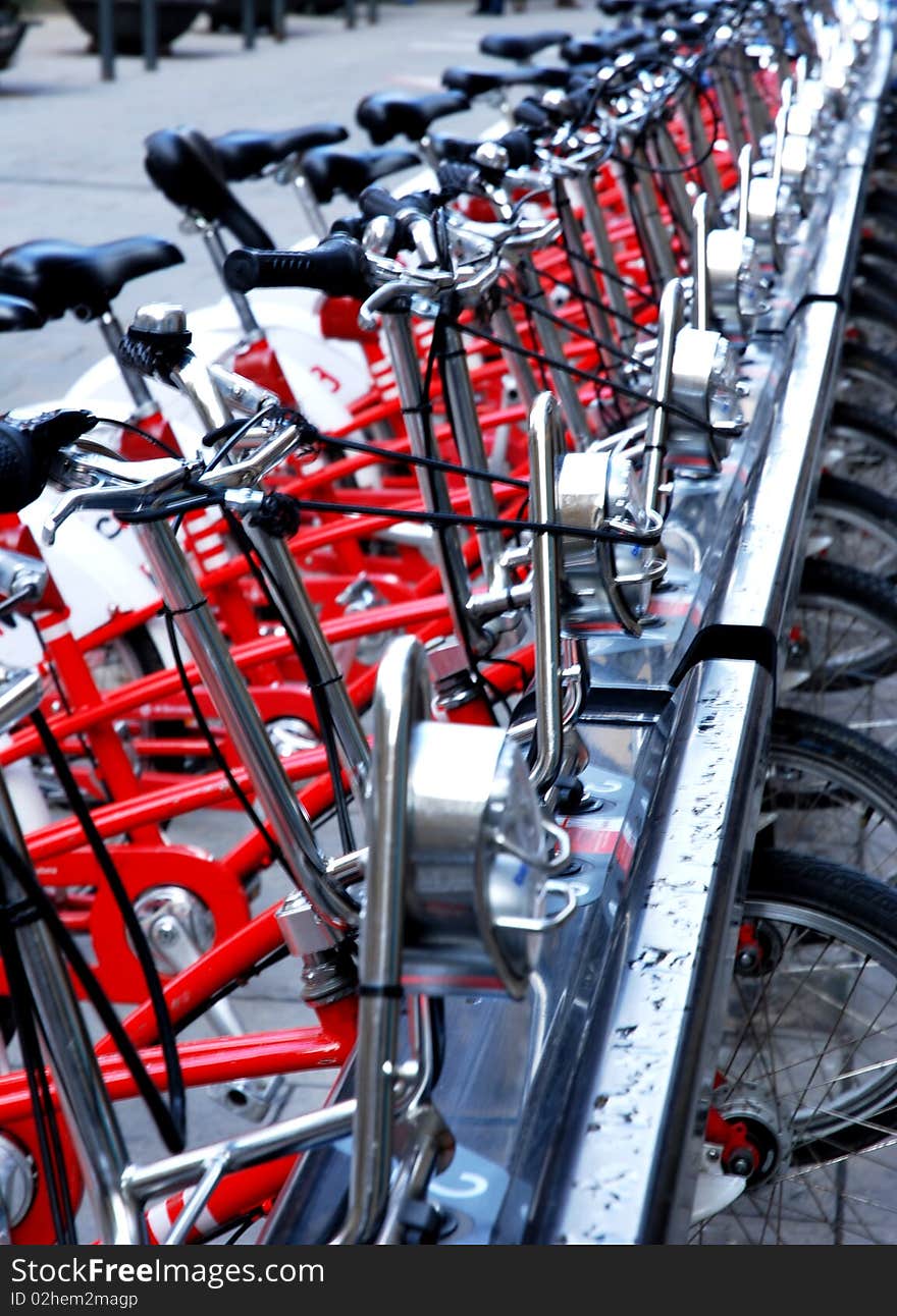 Close up view of bicycles details