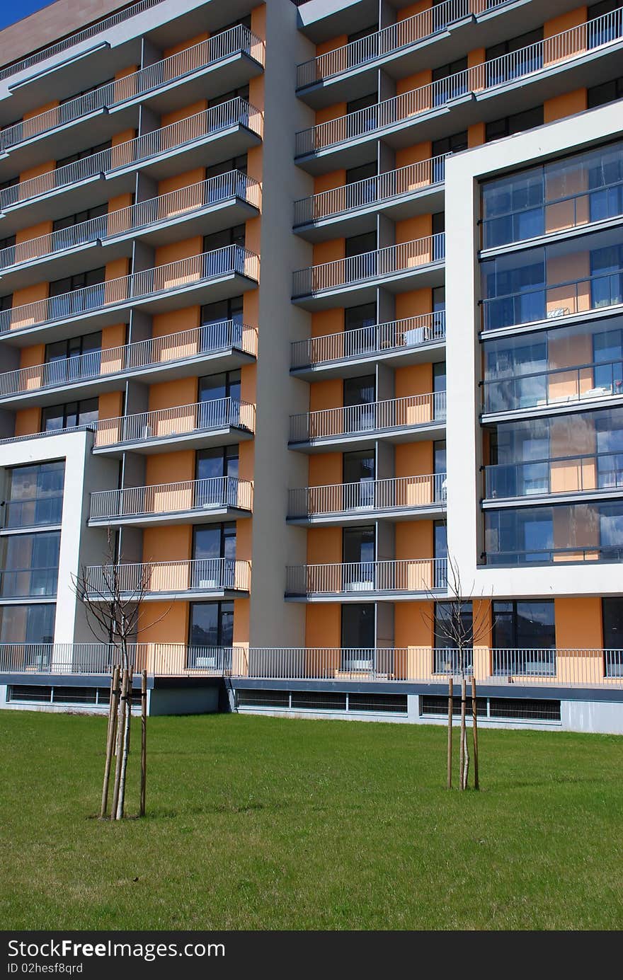 Facade of a new many storeyed building