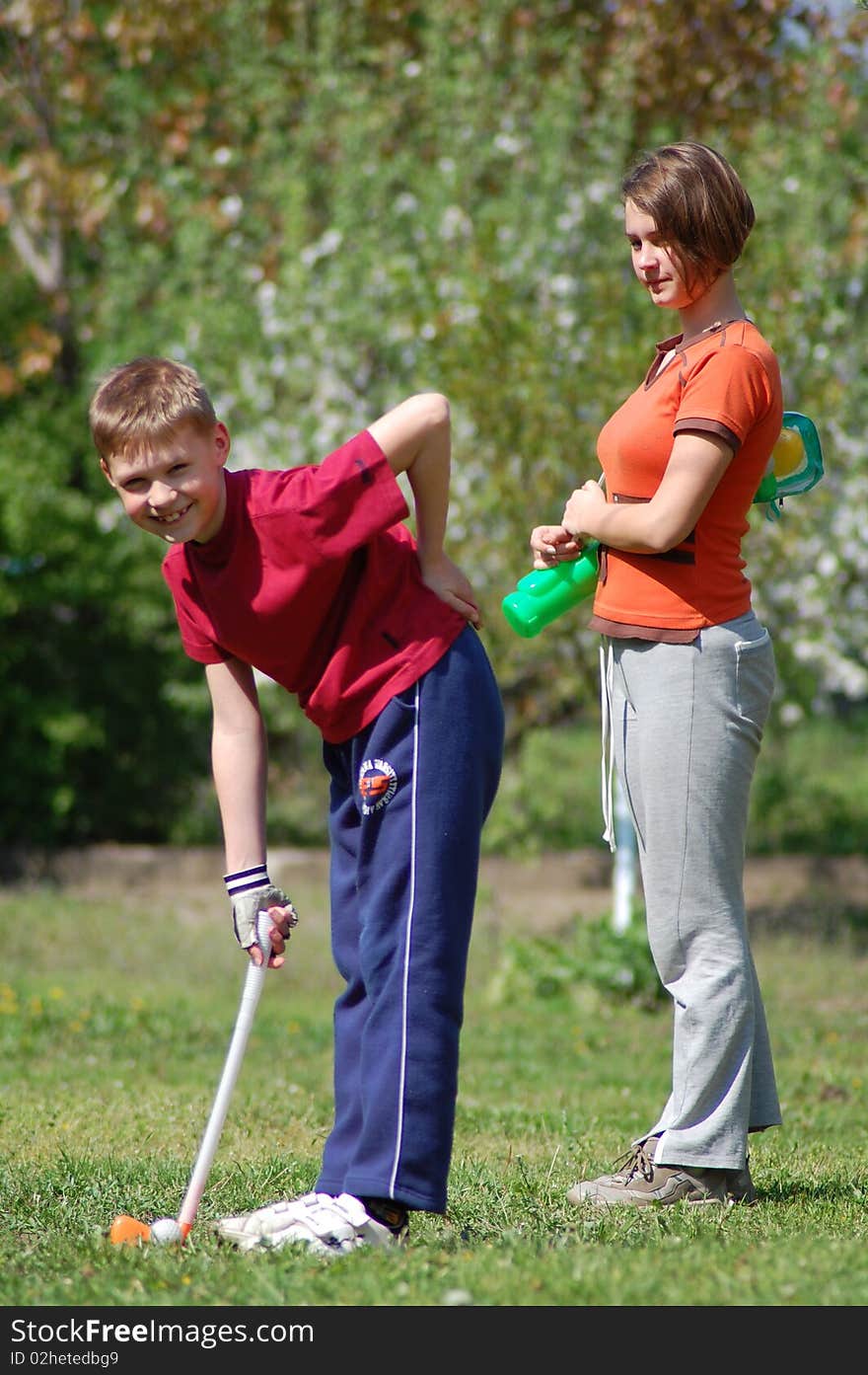 Children playing golf