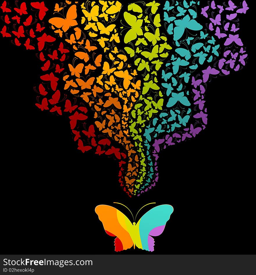 Grunge background with tropical butterflies. Grunge background with tropical butterflies