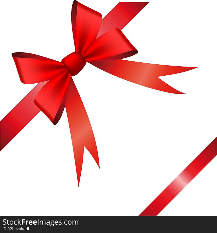 Red ribbon and bow isolated. Red ribbon and bow isolated