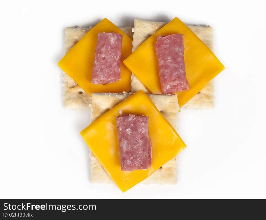 Saltine Crackers, Genoa Salami and American Cheese. Saltine Crackers, Genoa Salami and American Cheese