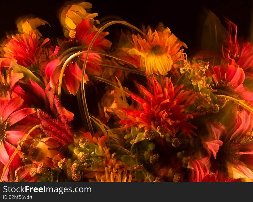 firey bouquet with blur effect