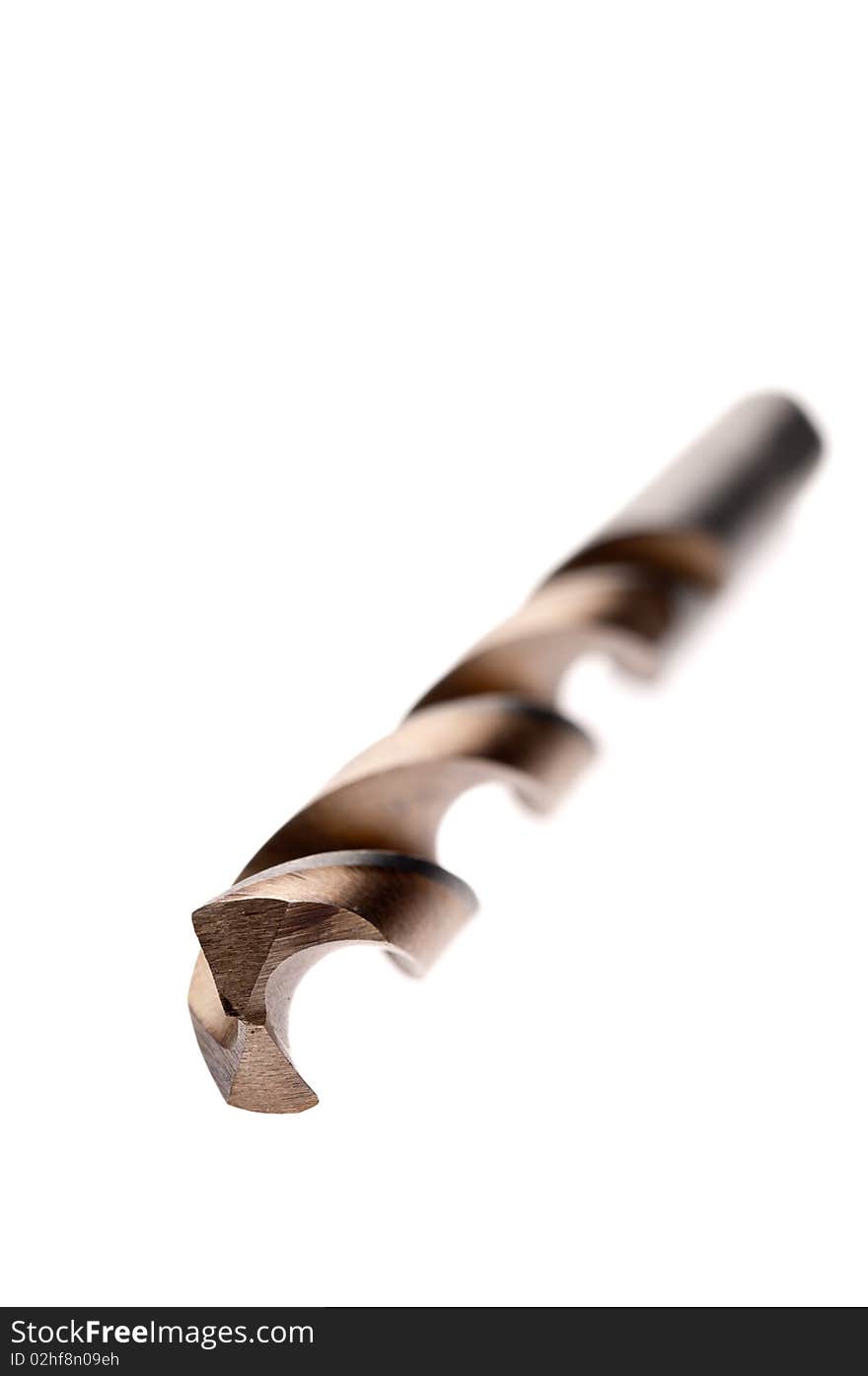 Macro of a coated drill bit on white