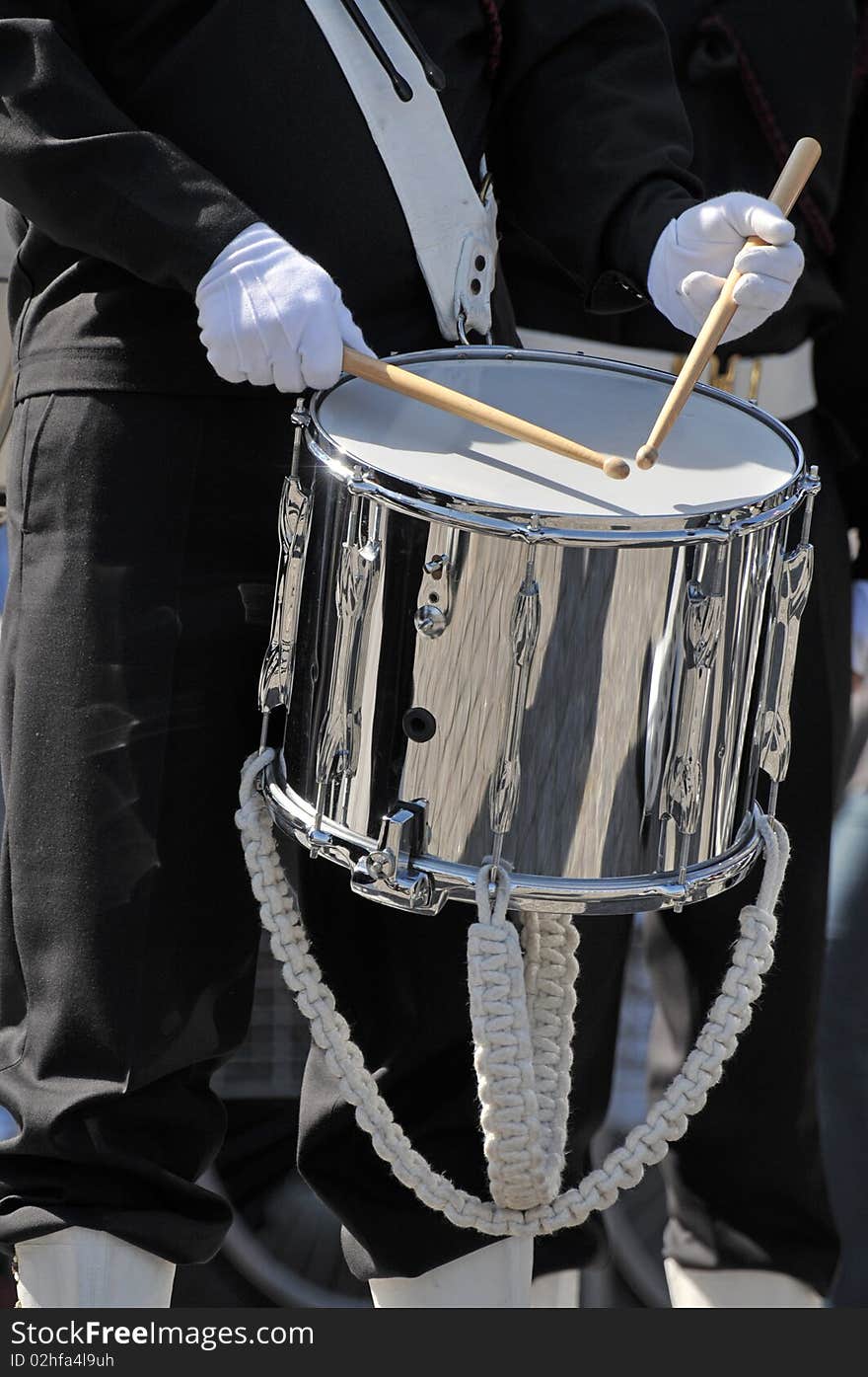 Detail of a musician with drum