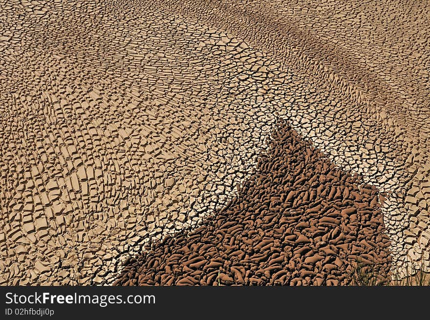 Shrinkage cracking in Arid Soil pattern of the nature