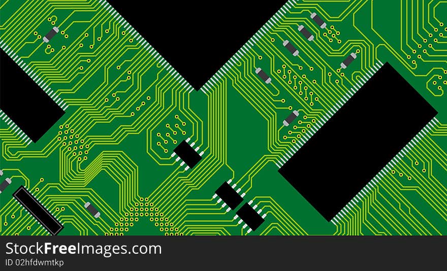 Green Circuit Board Illustration.