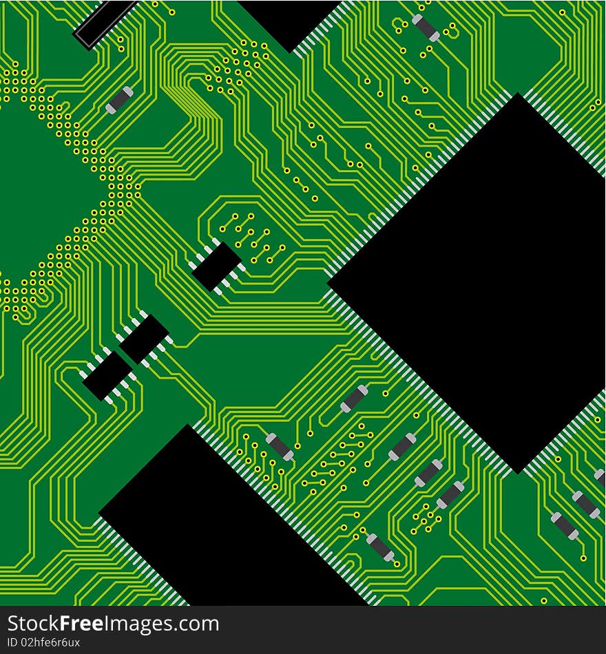 Green Circuit Board Illustration.