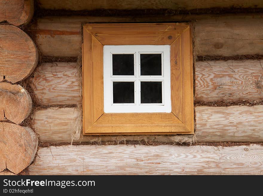 Small window of rural wood house