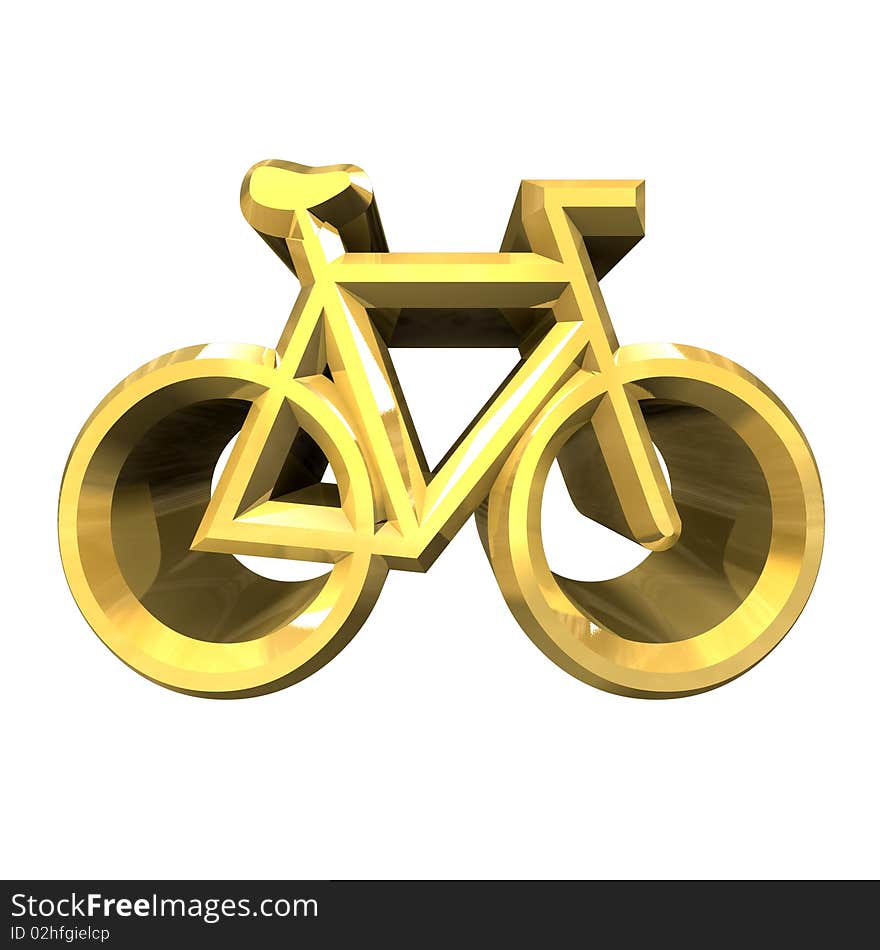 Bike symbol in gold (3d made). Bike symbol in gold (3d made)