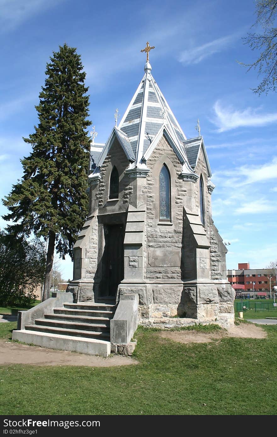 Small chapel in a park in the city of Blainville. Small chapel in a park in the city of Blainville