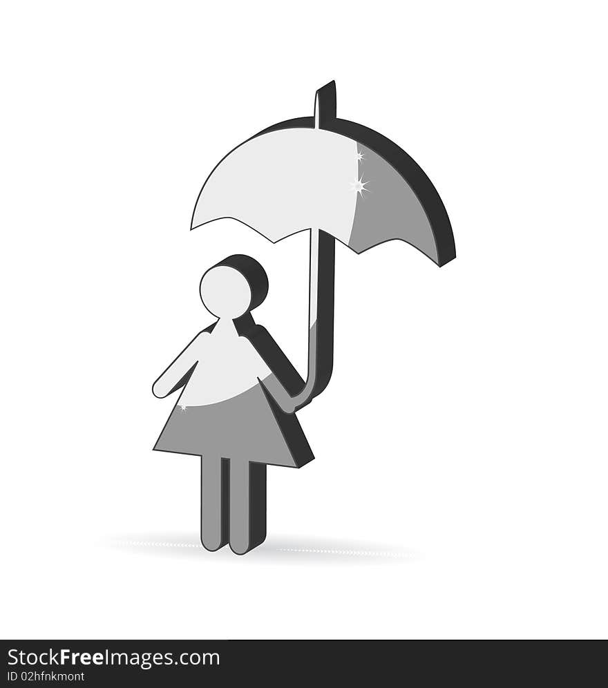 A women 3d figure with black umbrella