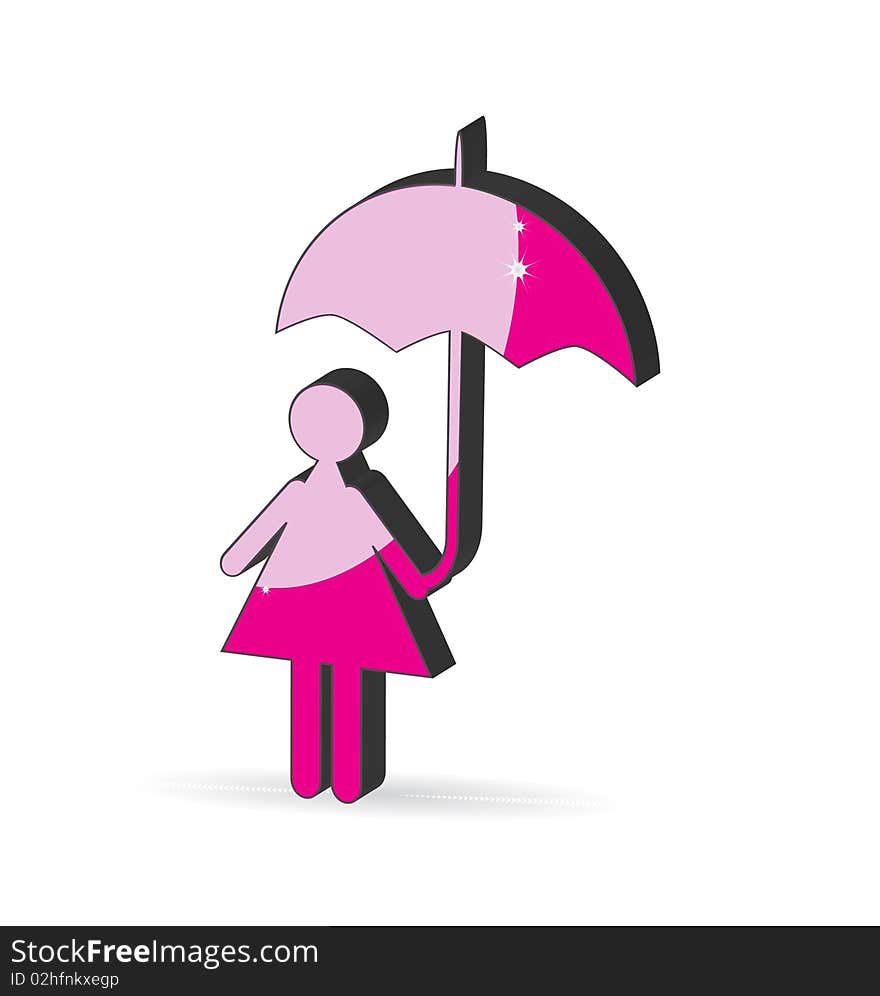 A women 3d figure with black umbrella