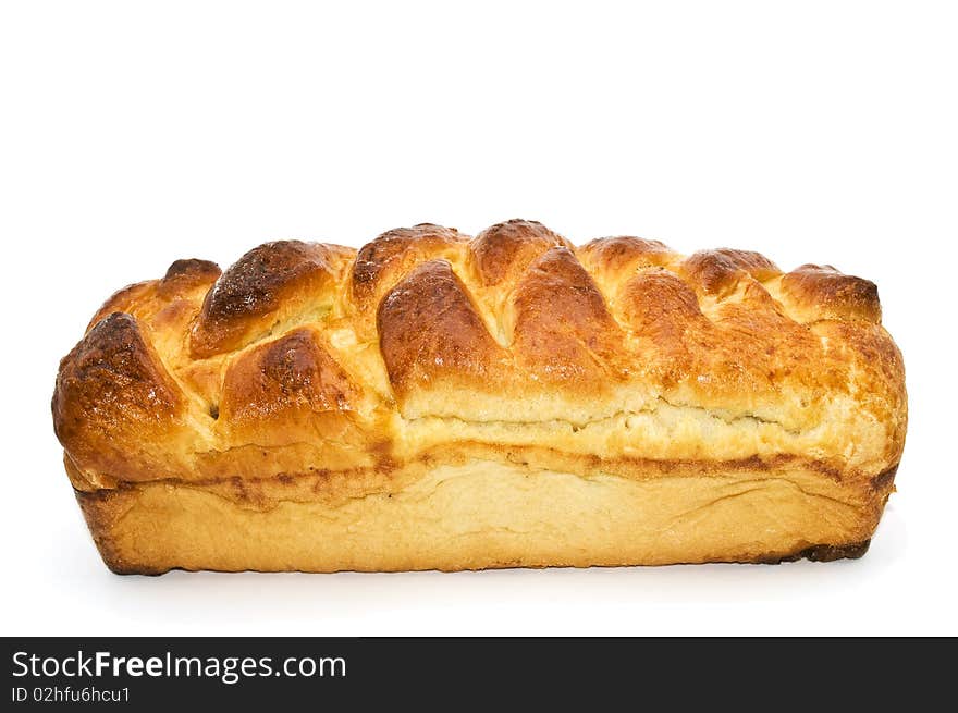 Beautiful fresh-baked bread made out of biscuit dough and isolated on a white background. Beautiful fresh-baked bread made out of biscuit dough and isolated on a white background.