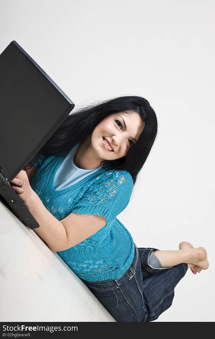 Woman relaxing and browsing internet