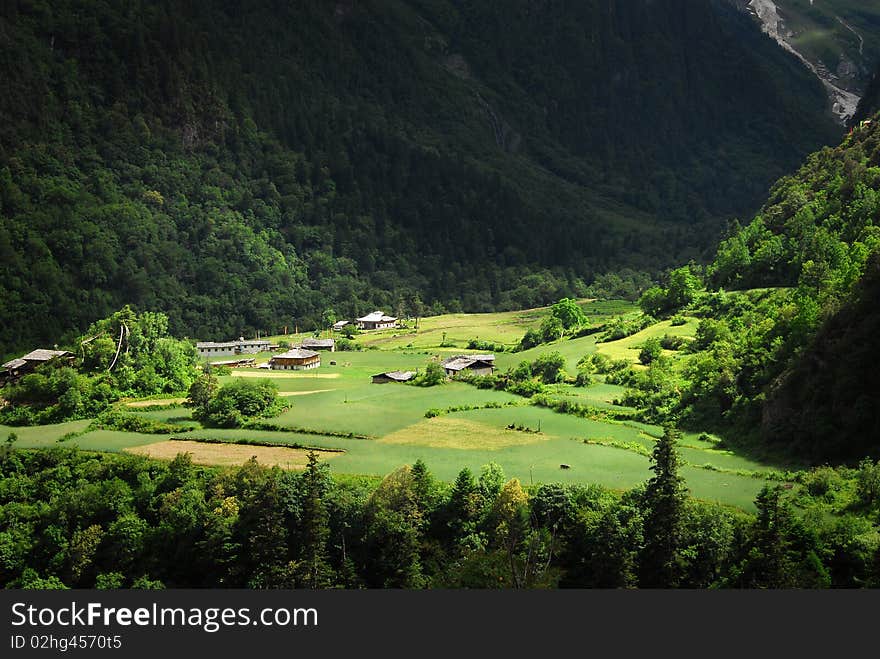 A small vallege named yubeng, located at foot of Meri snow-capped mountains, Yunnan province in west of China. A small vallege named yubeng, located at foot of Meri snow-capped mountains, Yunnan province in west of China