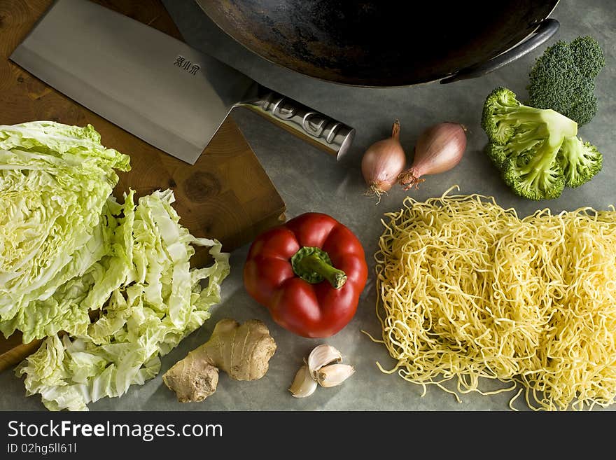 Ingredients to make a stir-fry. Ingredients to make a stir-fry