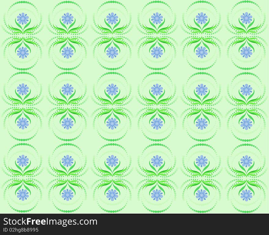 Abstract floral pattern on a green background. Abstract floral pattern on a green background