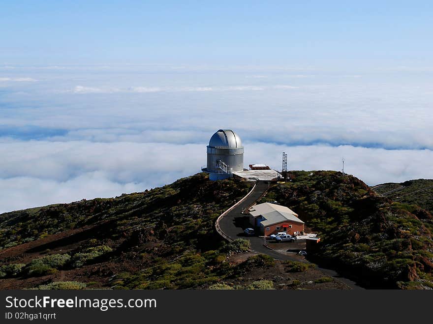 Telescope at Rocke de Los Muchachos, La Palma, Spain. Telescope at Rocke de Los Muchachos, La Palma, Spain