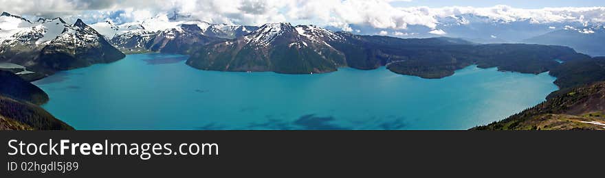 300 degree panorama bird view of Garibaldi lake. 300 degree panorama bird view of Garibaldi lake.