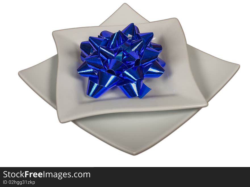 Blue tape flower in the plate