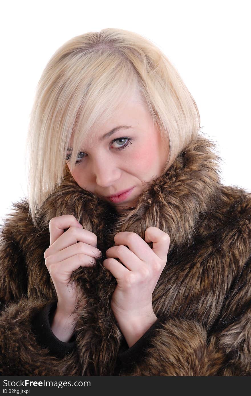 Pretty blond wearing fur