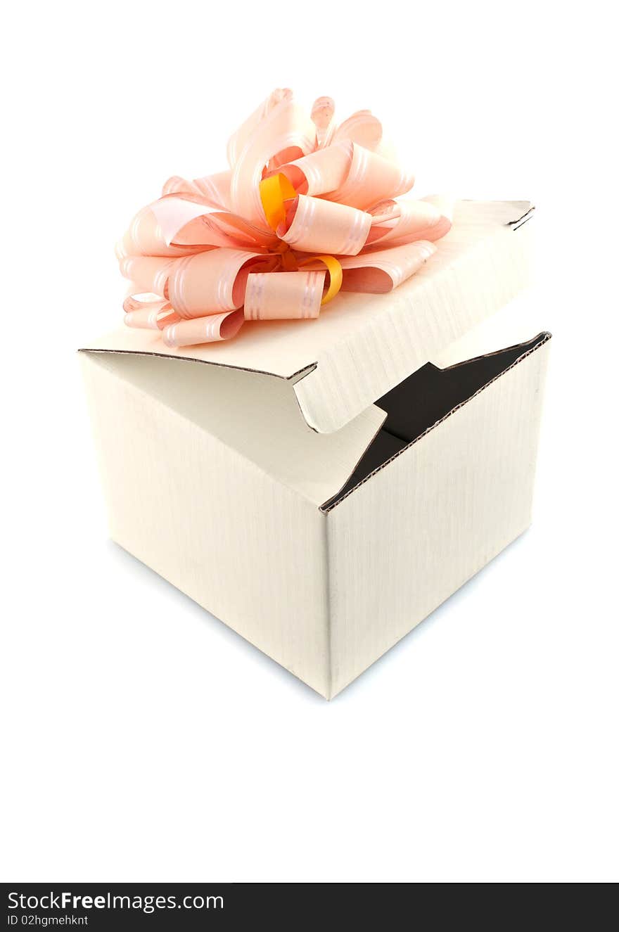 Gift Box With Rose-colored Ribbon