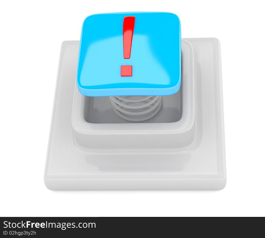 Button with exclamation sign isolated on white