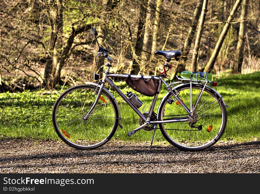 Touring bicycle on the pathway