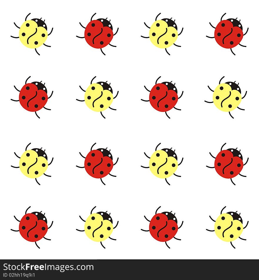 Seamless ladybugs pattern on white background. Seamless ladybugs pattern on white background