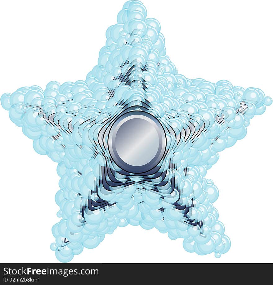 Blue star, with drops of water