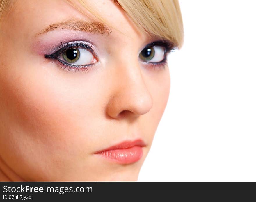 Young woman posing on white background. Young woman posing on white background