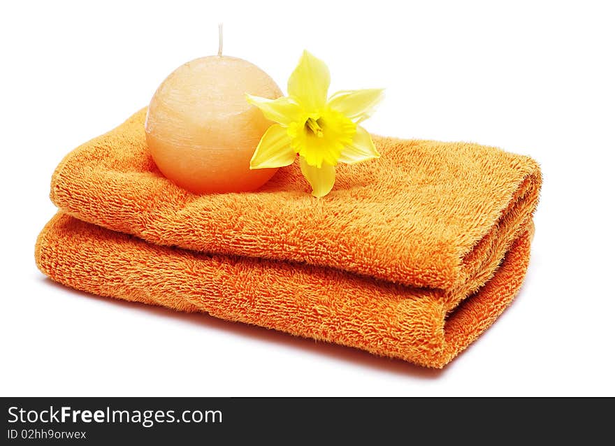 Spa accessories on the white background. Spa accessories on the white background