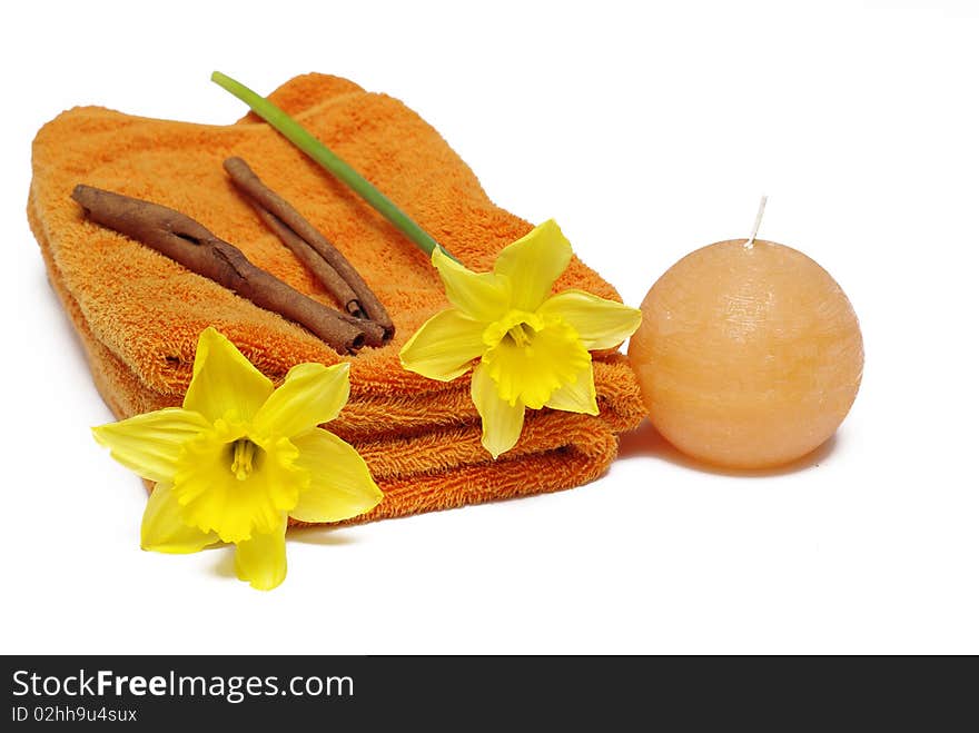 Spa accessories with the cinnamon sticks. Spa accessories with the cinnamon sticks