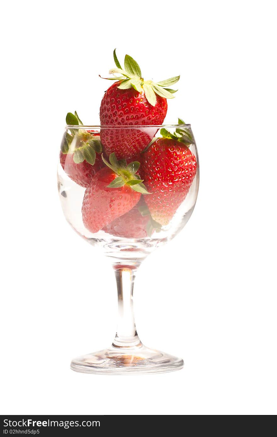 Strawberries In A Glass On White Background