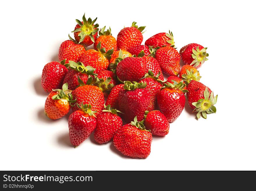 Strawberries in a glass on white background