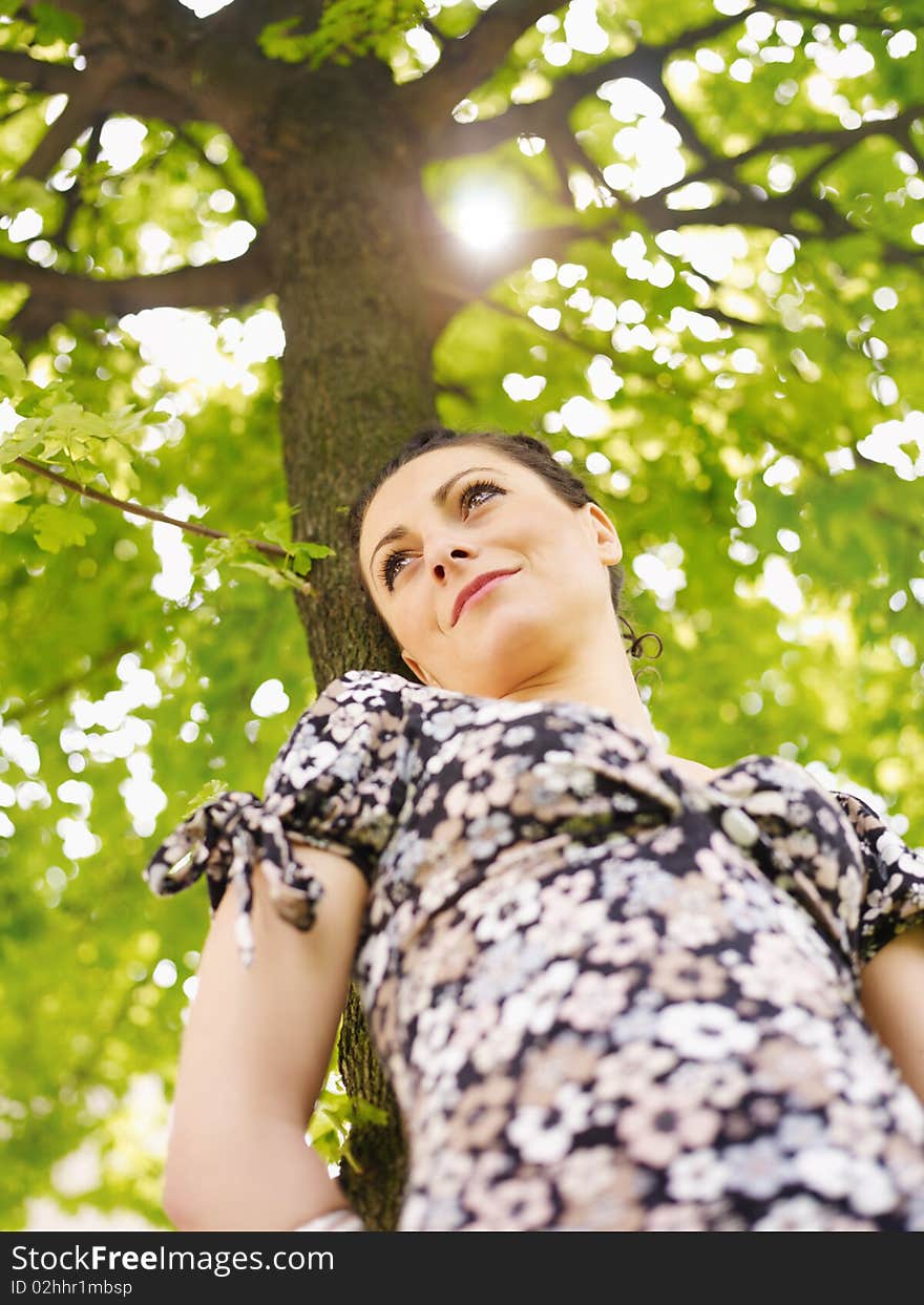 Young Woman In Park, Smiling