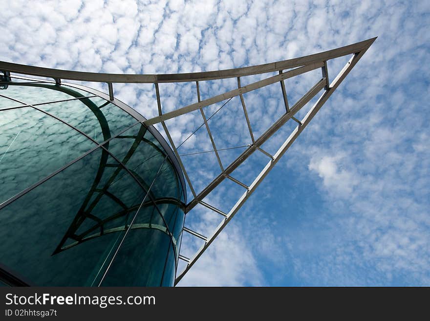 A glass building with a iron construction. A glass building with a iron construction