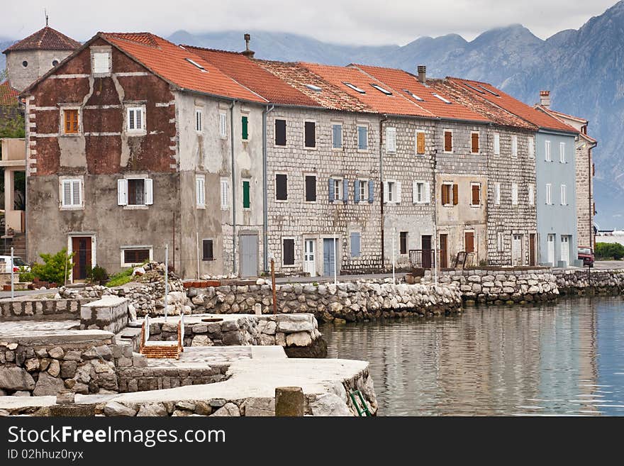 Seven old stone houses in a row. Seven old stone houses in a row