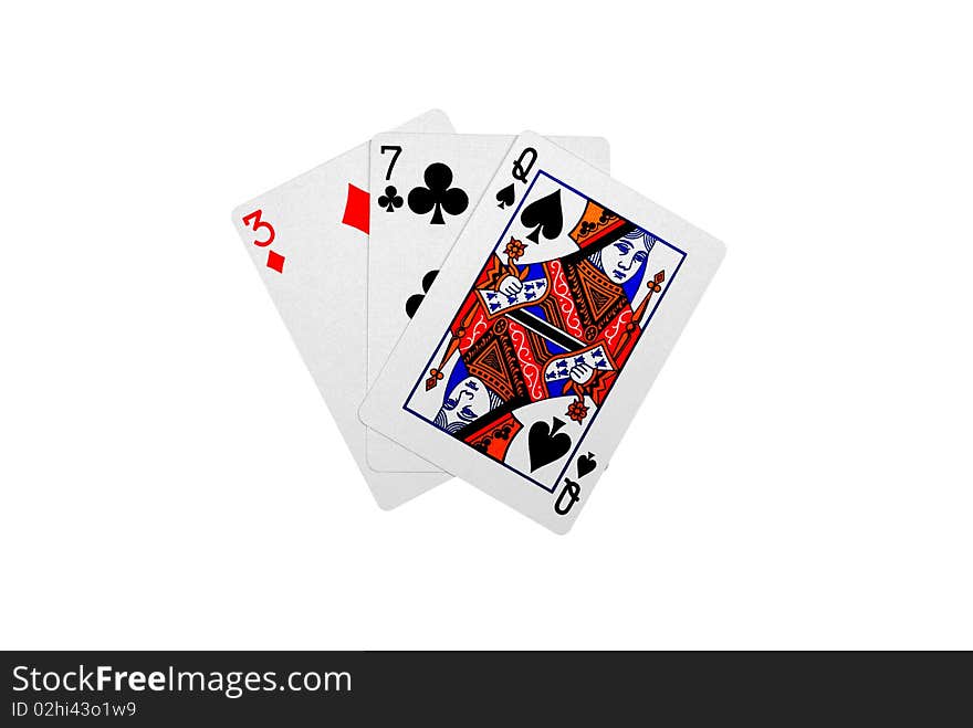 Playing cards isolated against white background