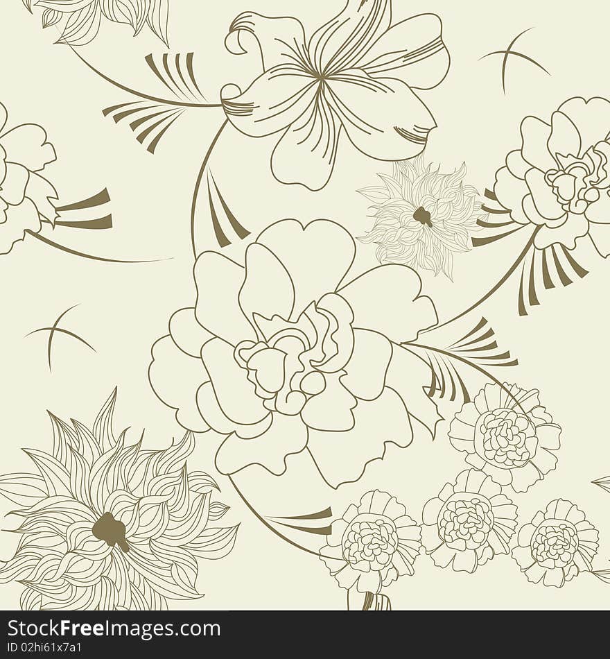 Floral seamless wallpaper. Universal template for greeting card, web page, background