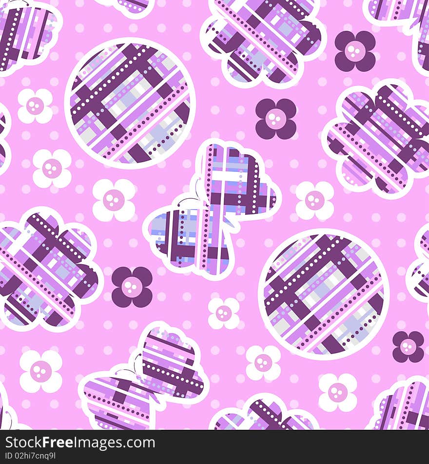 Seamless pattern with butterflies and flowers