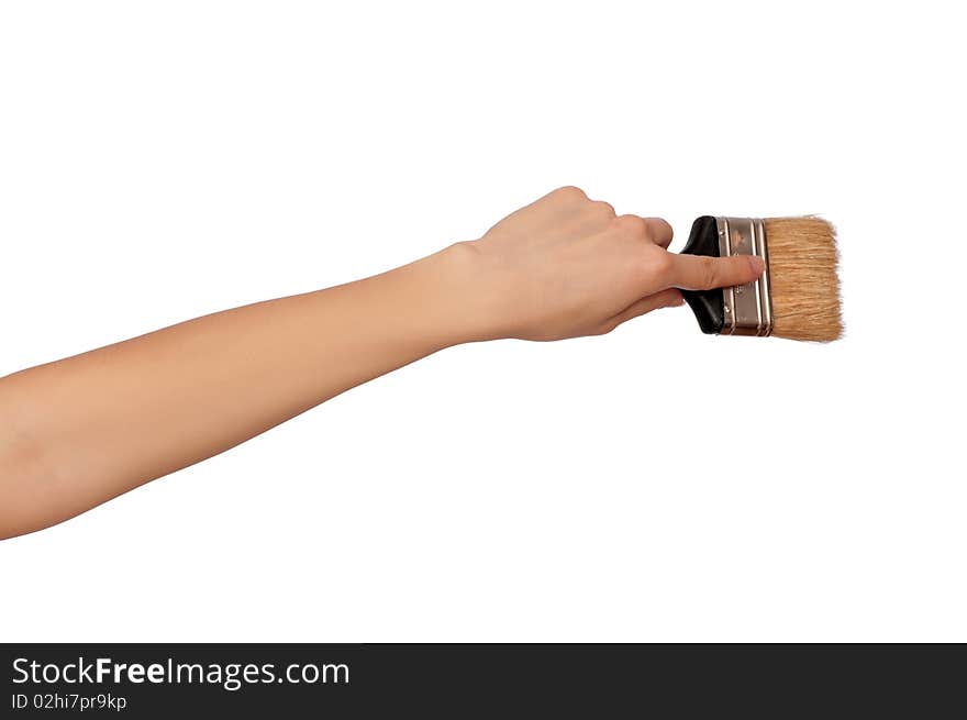 Woman drawing a wall  with brush