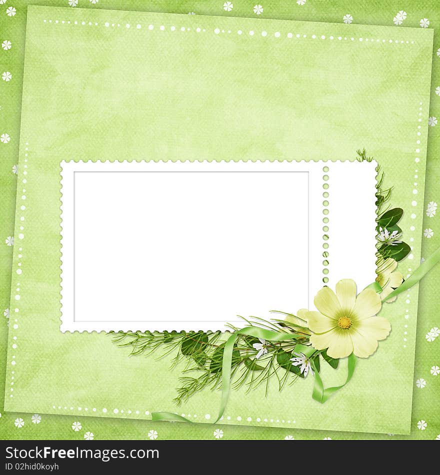 Card for the holiday with flowers on the abstract background. Card for the holiday with flowers on the abstract background